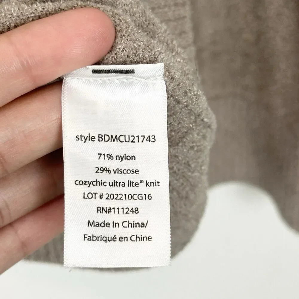 Barefoot Dreams CozyChic Ultra Lite Men's V-Neck Pullover M Taupe Beige Sweater